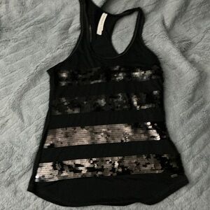 Aeropostale Black and Silver Sequin Tank Top
